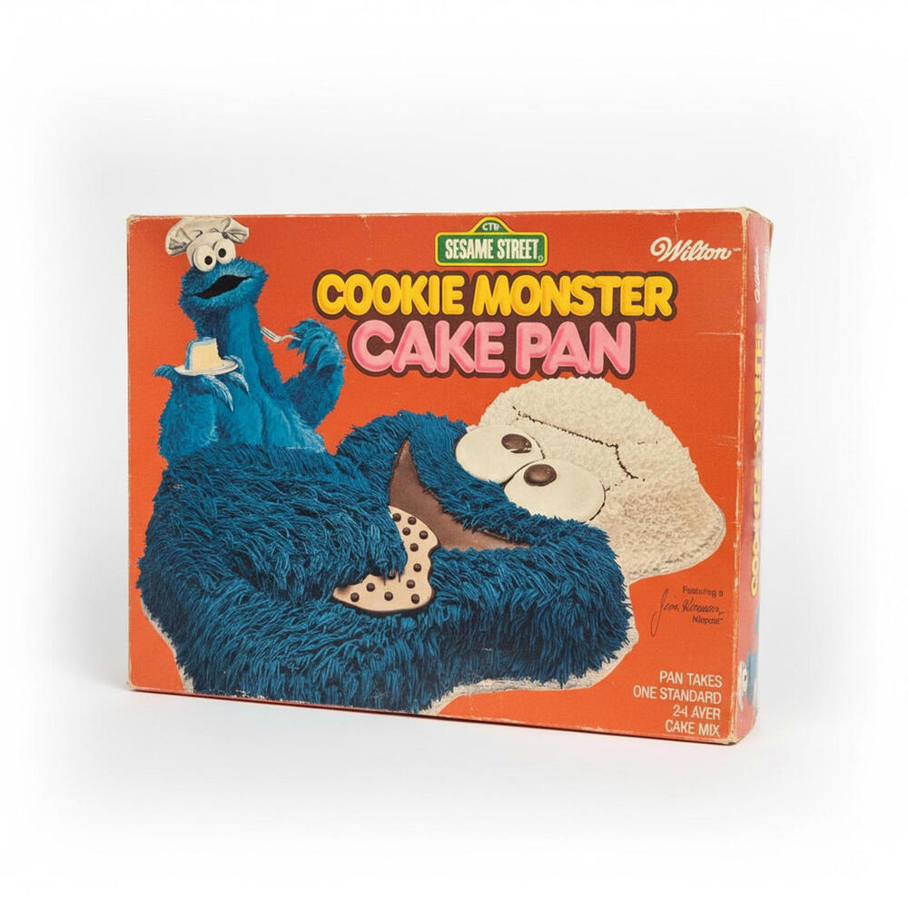 Wilton Cookie Monster Cake Pan Vintage Sesame Street Aluminum Mold Boxed - Picture 2 of 7